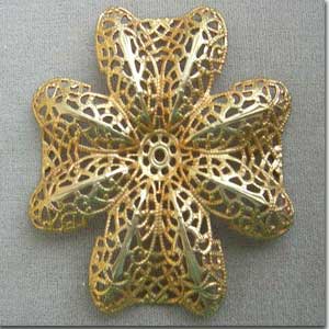 1 Vintage Large Daisy Filigree Metal Finding #8322