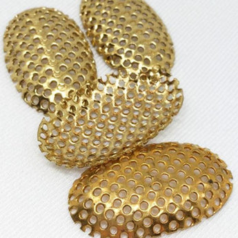 8 Vintage Brass Mesh Oval Metal Findings