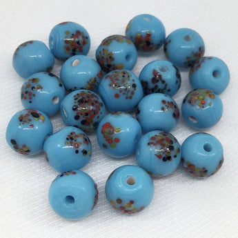 25 Vintage Handmade Turquoise Millefiori Round Japan Glass Beads 8mm