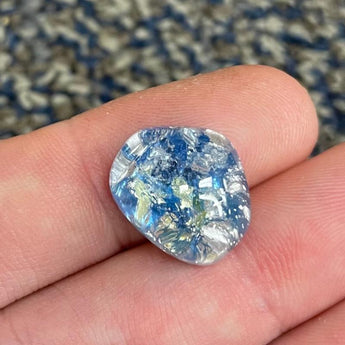 1 Vintage Icy Sapphire Foil Glass Cabochon #8249