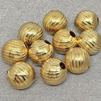 10 Vintage Etched Brass Metal Beads