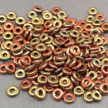 5 Grams Metallic Gold Orange Czech "O" Ring Glass Beads