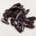 25 Dark Brown Striped Czech Briolette Drop Glass Beads 12mm