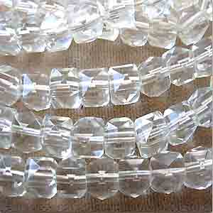 10 Vintage Japan Fancy Machine Cut Clear Glass Beads #9478