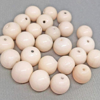 25 Vintage Light Beige Japan Round Glass Beads