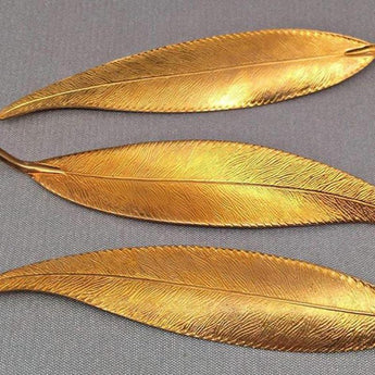 2 Vintage Textured Brass Metal Leaf Findings