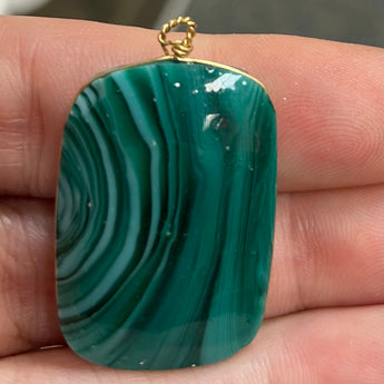 1 Vintage Marbled Green Glass Pendant