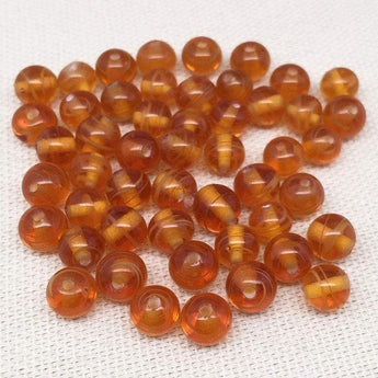 50 Vintage Translucent Topaz Striped Japan Round Glass Beads