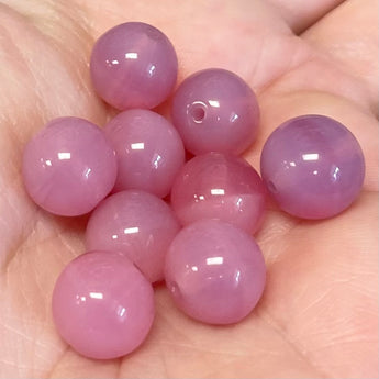 20 Opalescent Pink Czech Round Glass Beads