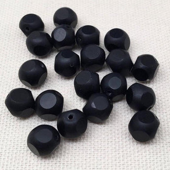 10 Vintage Matte Black German Window Glass Beads