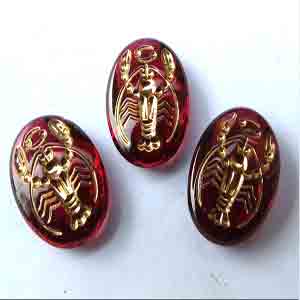 2 Vintage Red Golden Lobster Cushion Back Glass Stones #4986