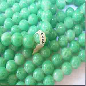 25 Vintage Japan Mottled Jade Green Round Glass Beads #8830