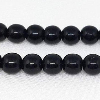 50 Black Czech Round Glass Beads