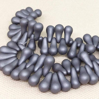 30 Matte Silver Bulb Czech Glass Beads