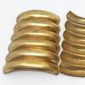 4 Vintage Graduated Curved Ribbed Brass Metal Stampings