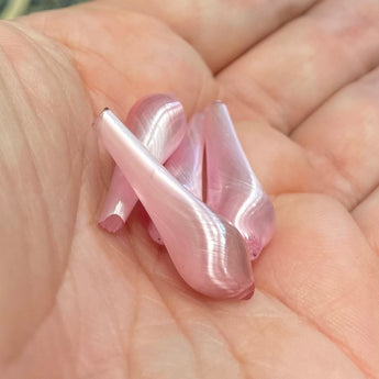 4 Vintage Hand Blown German Pink Silk Glass Pendants