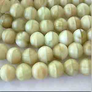 10 Vintage German Cream Tan Round Glass Beads #9118