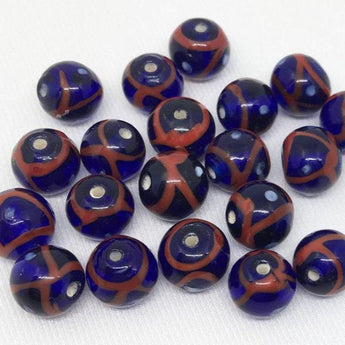 20 Vintage Cobalt Blue Abstract Round Glass Beads