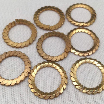 8 Vintage Brass Metal Spiral Split Rings