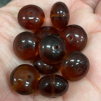 10 Vintage Amber Czech Glass Beads