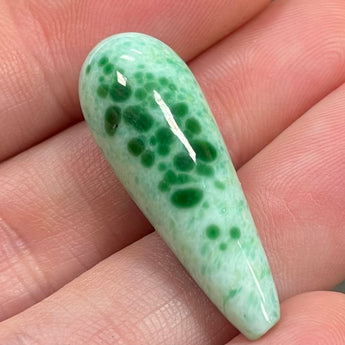 1 Vintage Handmade German Green Teardrop Glass Bead