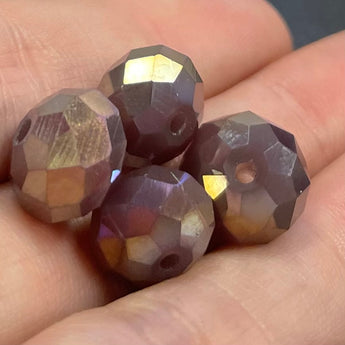 4 Vintage AB Amethyst Rondelle Glass Beads