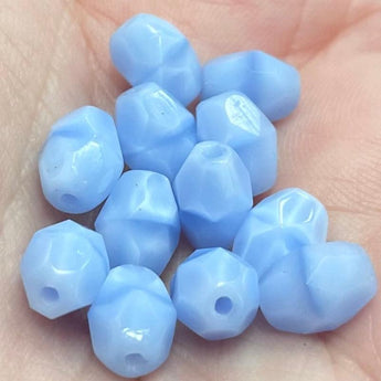 12 Vintage German Blue Rhombus Diamond Glass Beads #8106