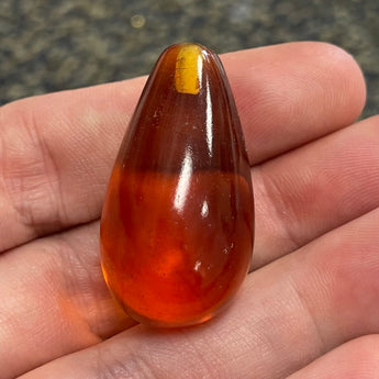 1 Vintage Large Amber Glass Teardrop #8880