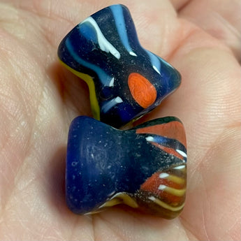 2 Vintage Matte Millefiori Hour Glass Beads