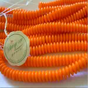 100 Vintage Czech Orange Rondelle Glass Beads #8588