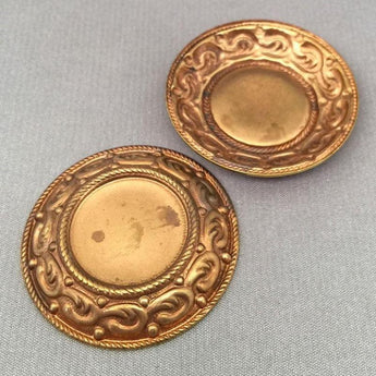 2 Vintage Domed Brass Metal Settings