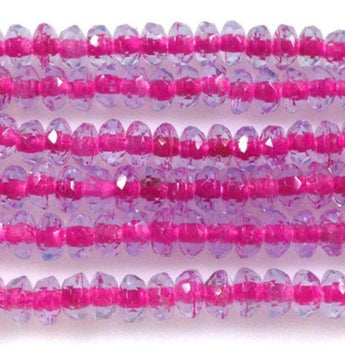 100 Pink Blue Czech Rondelle Glass Beads