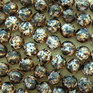 10 Vintage Chocolate Marble Round Glass Beads #4983