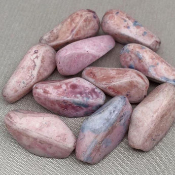 10 Vintage Matte Pink Mottled Blue Japan Glass Beads