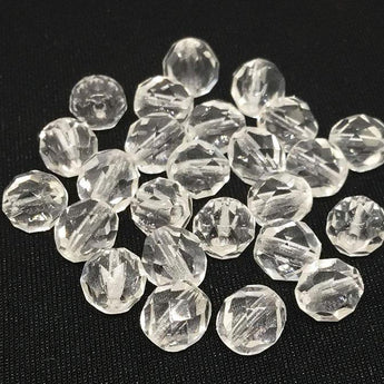 25 Clear Czech Fire Polished Glass Beads