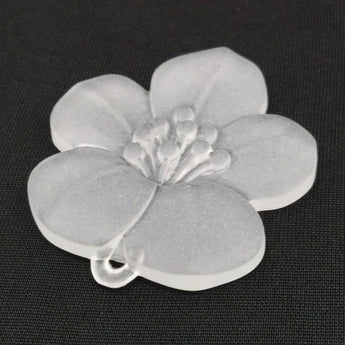 2 Vintage Matte Clear German Flower Lucite Pendants