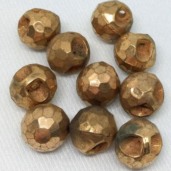 10 Vintage Faceted Metallic Lucite Button Beads