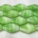 10 Vintage German Silky Green Striped Diamond Twist Glass Beads