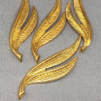 6 Vintage Textured Raw Brass Leaf Stampings