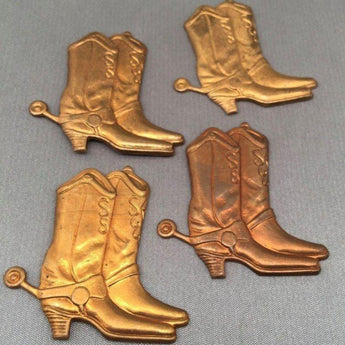 2 Vintage Brass Boot Metal Stampings