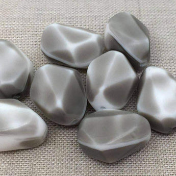 10 Rare Vintage White Gray German Glass Beads