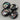 4 Vintage Black Diamond Japan Foil Glass Cabochons #3584