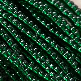 1 Hank Transparent Hunter Green Czech Glass Seed Beads