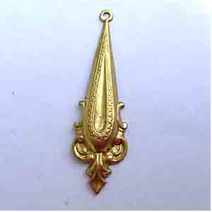 4 Vintage Brass Victorian Metal Pendants #8938