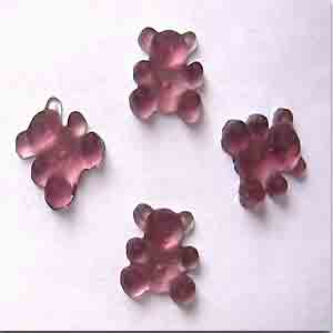 10 Vintage Matte Purple Teddy Bear Glass Cabochons #9042