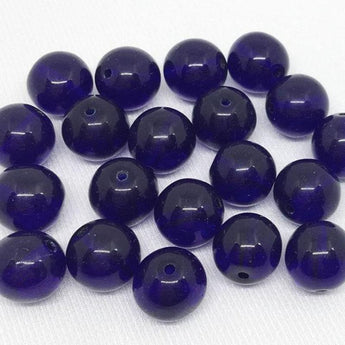 20 Cobalt Blue Czech Round Glass Beads