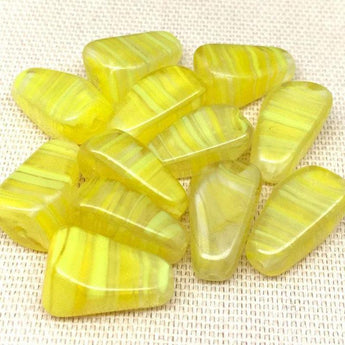 8 Vintage Yellow Striped German Glass Beads