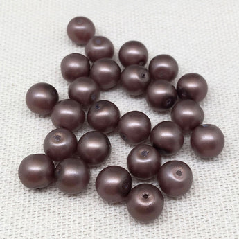 25 Metallic Brown Round Pearl Glass Beads