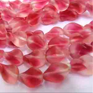 6 Vintage German Matte Clear Rose Givre Oval Glass Beads #9415