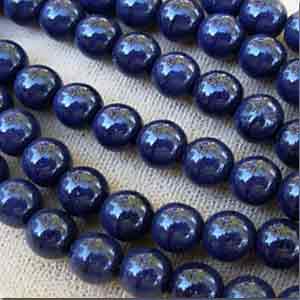 25 Vintage Dark Navy Blue Glass Beads #4523